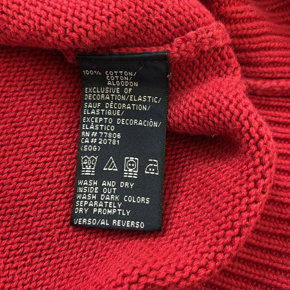 Vintage 90s Tommy Hilfiger Cotton Knit Sweater Red size L - Picture 6 of 8